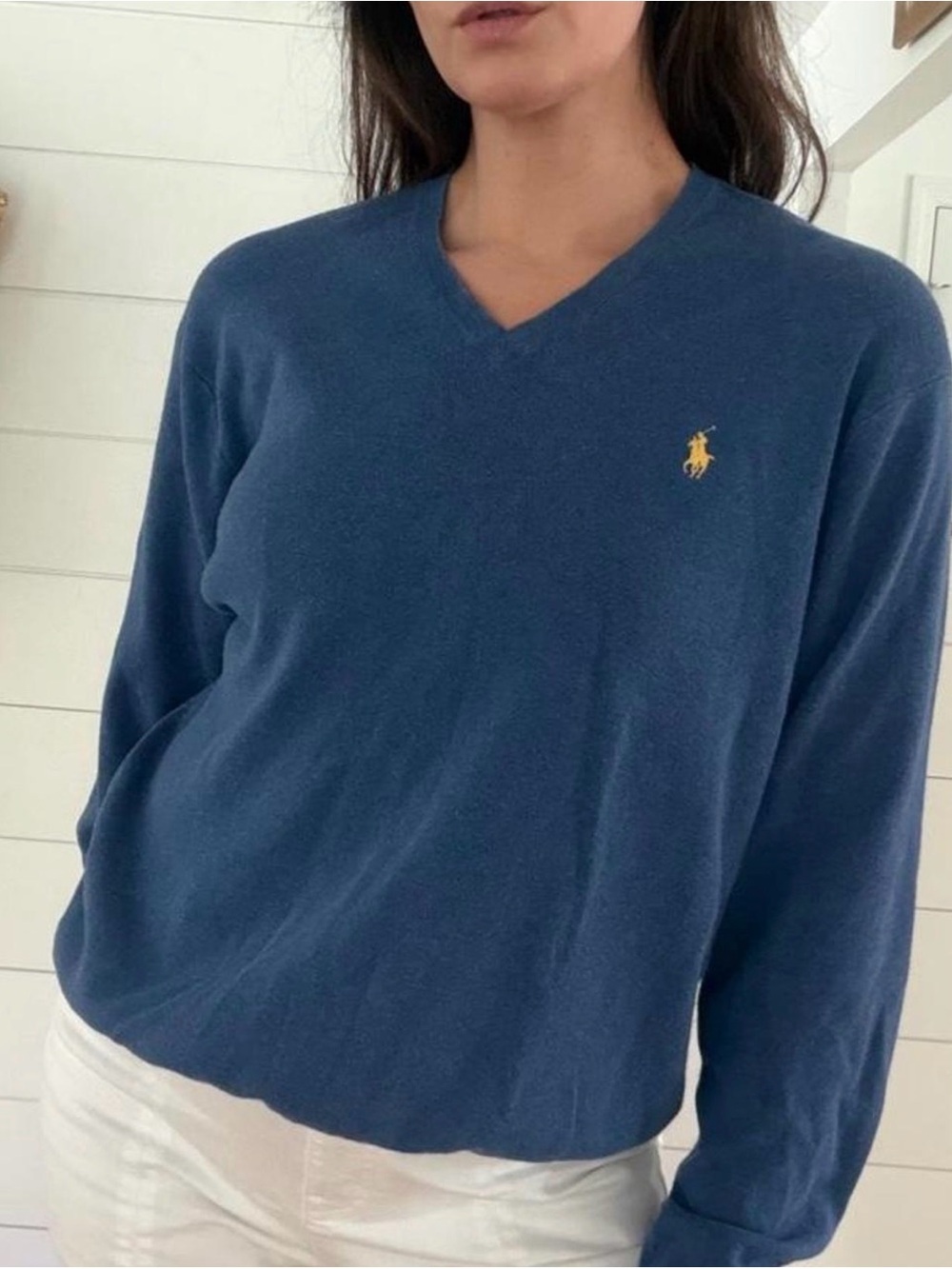 Polo Ralph Lauren Men’s Large Pima Cotton Blue V-Neck Sweater